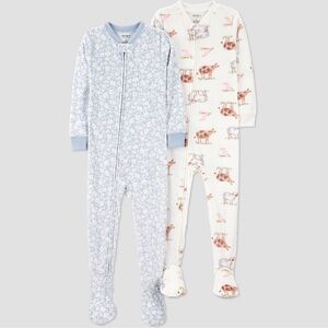 Carter's Just One Girls' 2pk Snug Fit Sleeper Footed Pajamas 12 Months